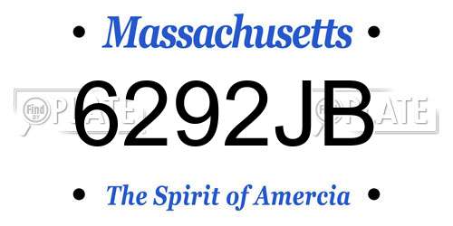 6292JB Massachusetts License Plate