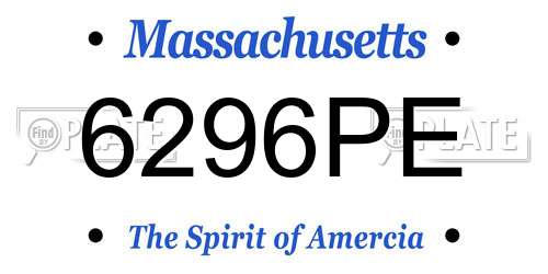 6296PE Massachusetts License Plate