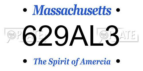 629AL3 Massachusetts License Plate