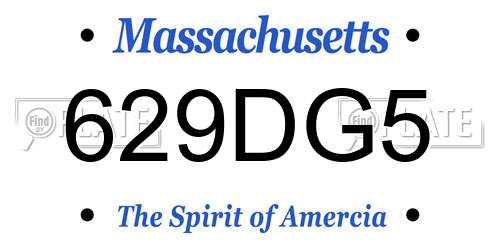 629DG5 Massachusetts License Plate