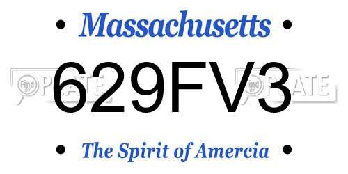 629FV3 Massachusetts License Plate