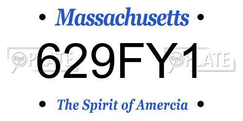 629FY1 Massachusetts License Plate