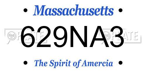 629NA3 Massachusetts License Plate