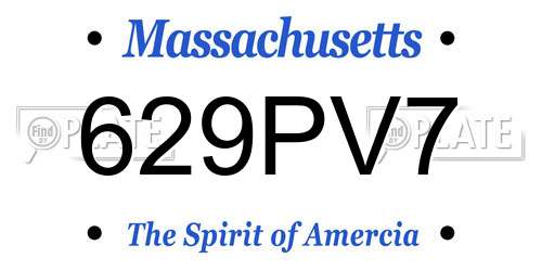 629PV7 Massachusetts License Plate