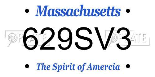 629SV3 Massachusetts License Plate
