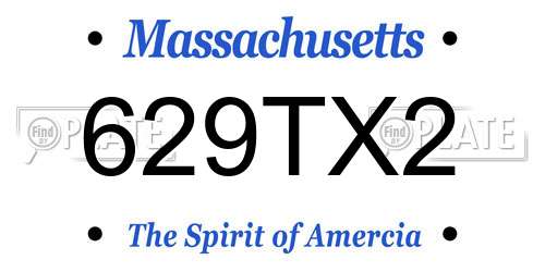 629TX2 Massachusetts License Plate
