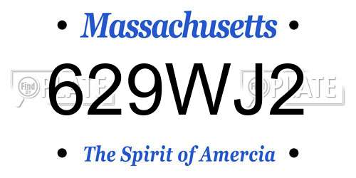 629WJ2 Massachusetts License Plate