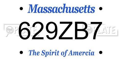 629ZB7 Massachusetts License Plate