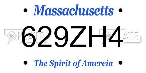 629ZH4 Massachusetts License Plate