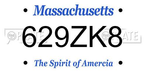 629ZK8 Massachusetts License Plate