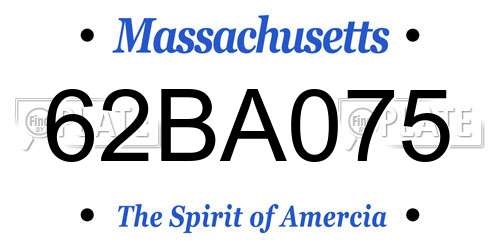 62BA075 Massachusetts License Plate