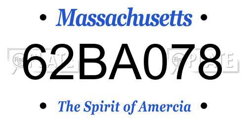 62BA078 Massachusetts License Plate