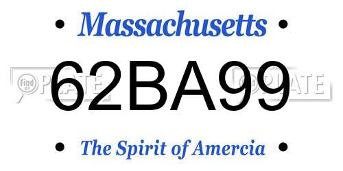 62BA99 Massachusetts License Plate