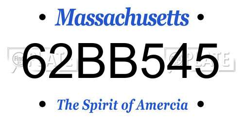 62BB545 Massachusetts License Plate