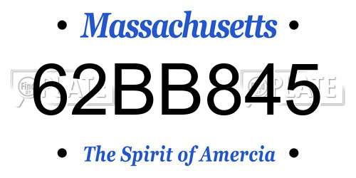 62BB845 Massachusetts License Plate