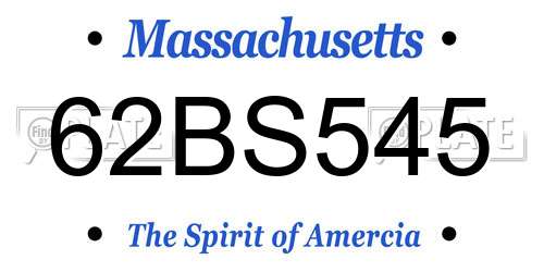 62BS545 Massachusetts License Plate