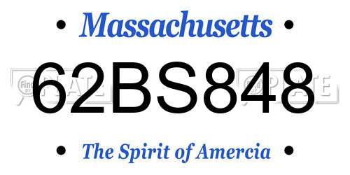 62BS848 Massachusetts License Plate