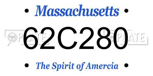 62C280 Massachusetts License Plate