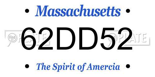 62DD52 Massachusetts License Plate