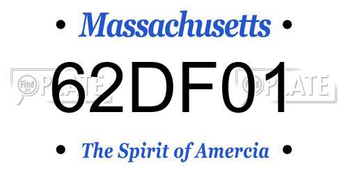 62DF01 Massachusetts License Plate