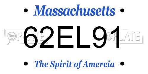 62EL91 Massachusetts License Plate
