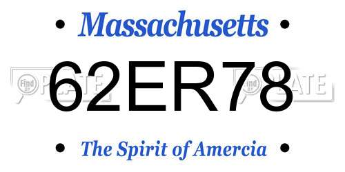 62ER78 Massachusetts License Plate
