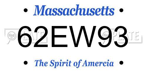 62EW93 Massachusetts License Plate