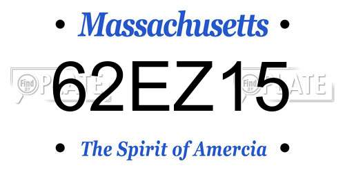 62EZ15 Massachusetts License Plate