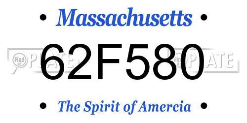 62F580 Massachusetts License Plate