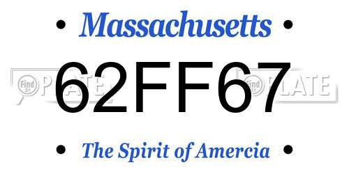 62FF67 Massachusetts License Plate