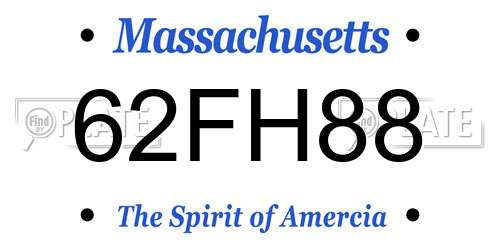 62FH88 Massachusetts License Plate
