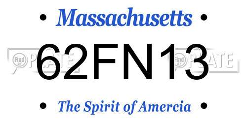 62FN13 Massachusetts License Plate