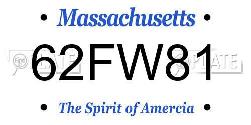 62FW81 Massachusetts License Plate