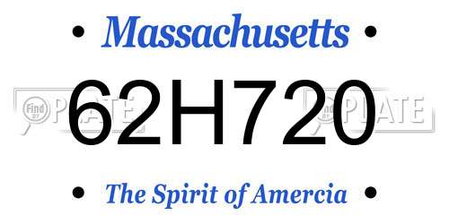 62H720 Massachusetts License Plate