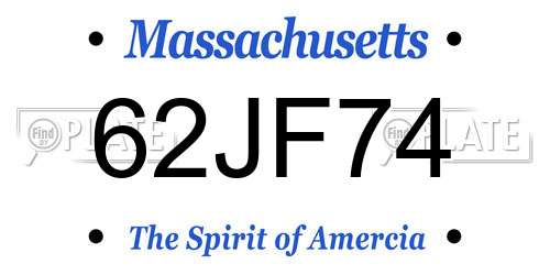 62JF74 Massachusetts License Plate