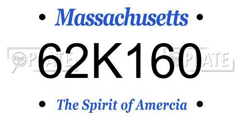 62K160 Massachusetts License Plate