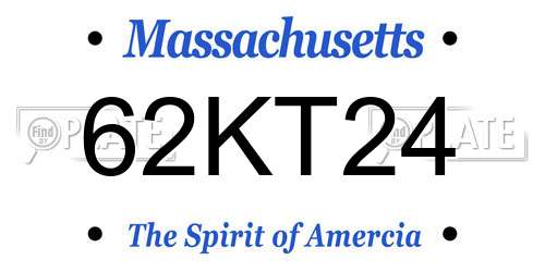 62KT24 Massachusetts License Plate