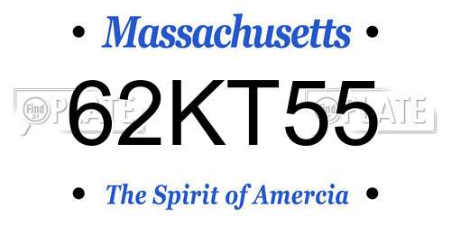 62KT55 Massachusetts License Plate