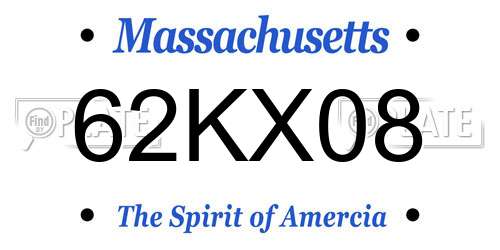 62KX08 Massachusetts License Plate
