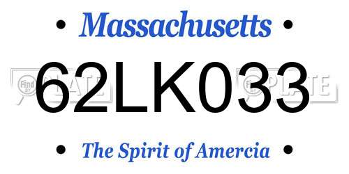 62LK033 Massachusetts License Plate