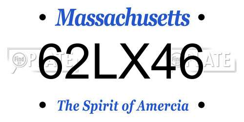 62LX46 Massachusetts License Plate