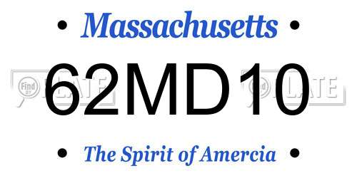 62MD10 Massachusetts License Plate