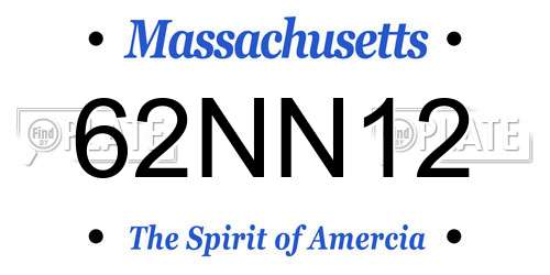62NN12 Massachusetts License Plate