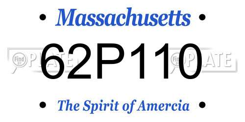 62P110 Massachusetts License Plate