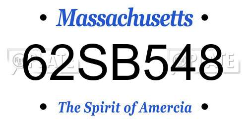 62SB548 Massachusetts License Plate