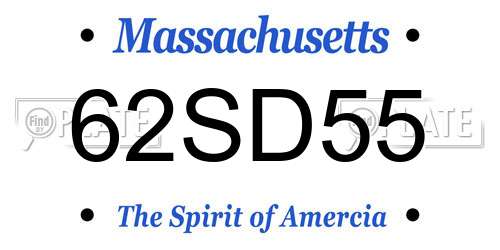 62SD55 Massachusetts License Plate