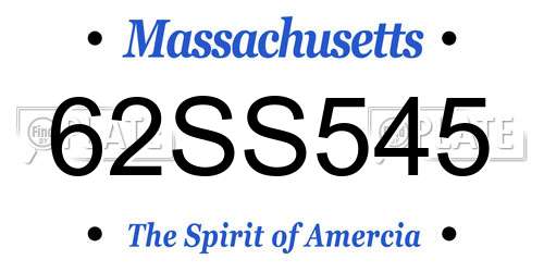 62SS545 Massachusetts License Plate