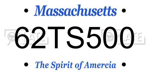 62TS500 Massachusetts License Plate