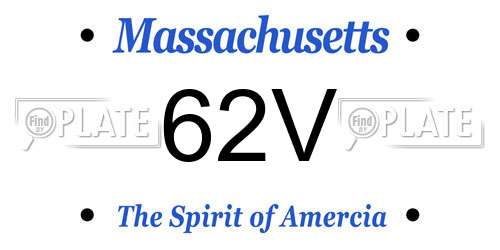 62V Massachusetts License Plate