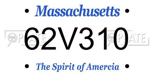 62V310 Massachusetts License Plate